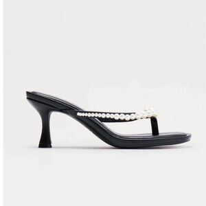 Fashion Nova Black Heels with Pearl Detail